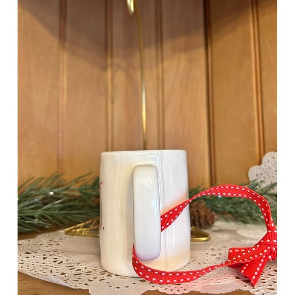 Rae Dunn Mr Mrs Ceramic Mug Ornament Red White Ribbon First Christmas Together - Picture 8 of 8
